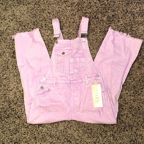 *NWT* acid washed pink denim overalls, small - Picture 4 of 6